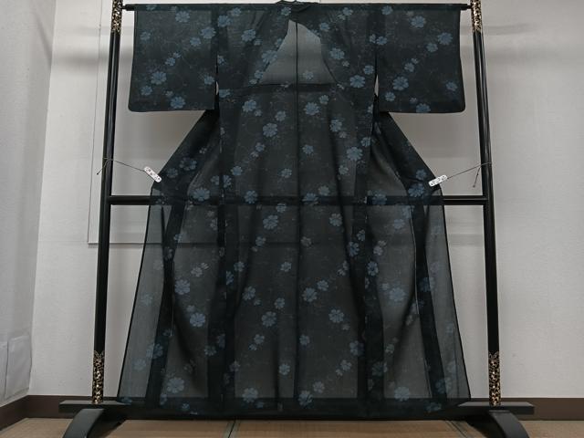 平和屋着物*夏物 小紋 紗 花唐草文 洗える着物 CABI3696xi