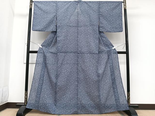 平和屋着物*夏物 小紋 絽 笹竹文 洗える着物 CABI3703xi