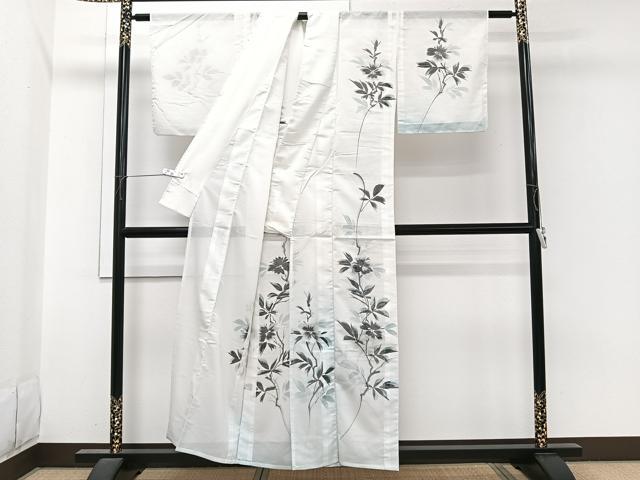 平和屋着物*夏物 訪問着 絽 手描き 枝草花文 洗える着物 CABI3705xi