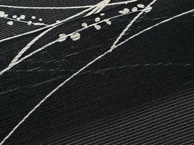 平和屋着物*夏物 小紋 絽 芝花文 黒地 洗える着物 CABI3708xi