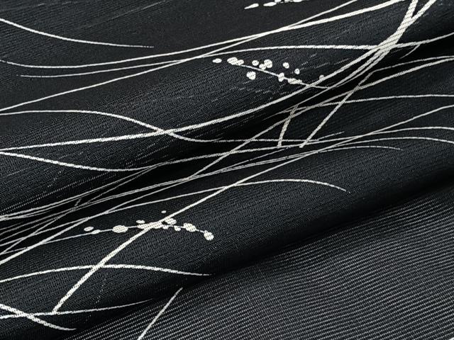 平和屋着物*夏物 小紋 絽 芝花文 黒地 洗える着物 CABI3708xi
