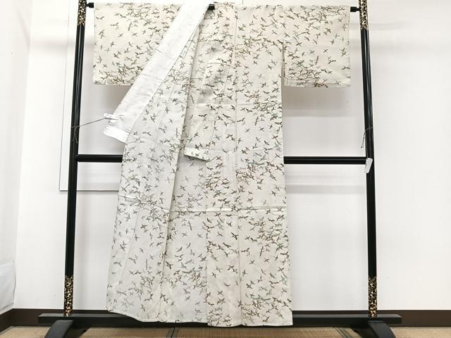 平和屋着物*夏物 小紋 紗 飛鶴文 洗える着物 CABI3709xi