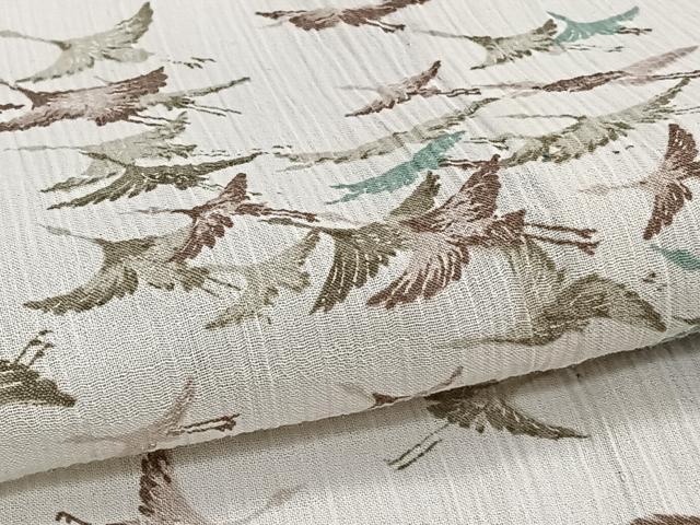 平和屋着物*夏物 小紋 紗 飛鶴文 洗える着物 CABI3709xi