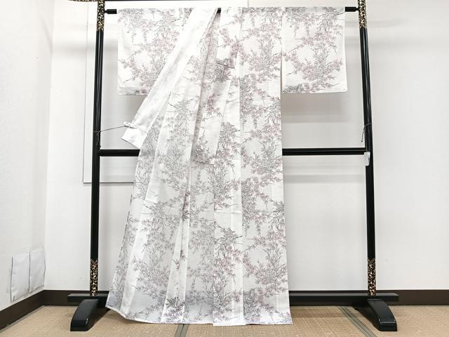 平和屋着物*夏物 小紋 絽 風景花文 洗える着物 未使用 CABI3714xi