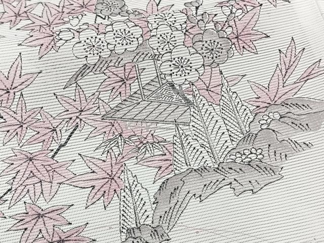 平和屋着物*夏物 小紋 絽 風景花文 洗える着物 未使用 CABI3714xi