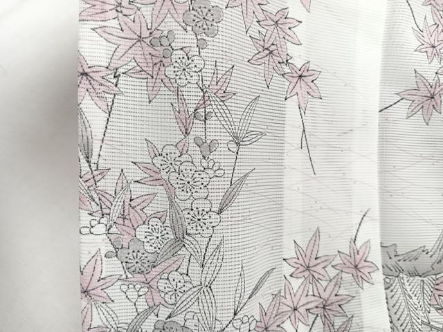 平和屋着物*夏物 小紋 絽 風景花文 洗える着物 未使用 CABI3714xi