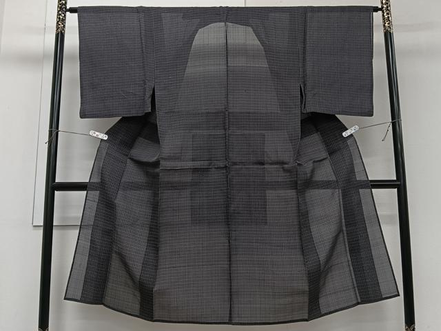 平和屋着物*夏物 男性 お召 紗 格子 正絹 逸品 CABI3719xi