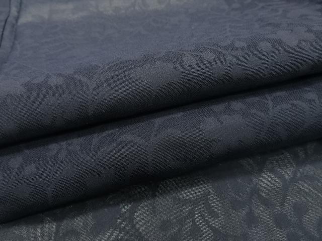平和屋着物*夏物 色無地 草花紋紗 紫黒色 正絹 逸品 CABI3733xi