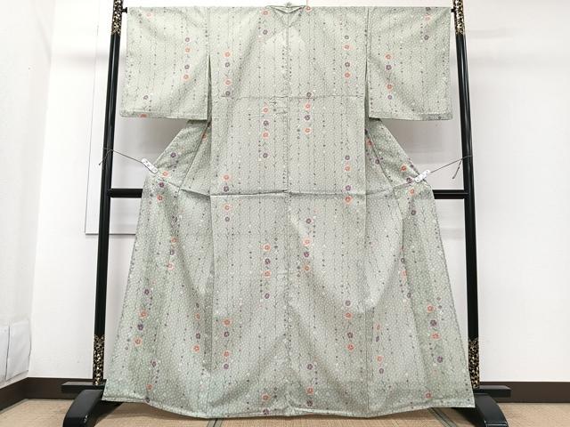 平和屋着物*夏物 小紋 絽 枝垂れ花文 洗える着物 CABI3738xi