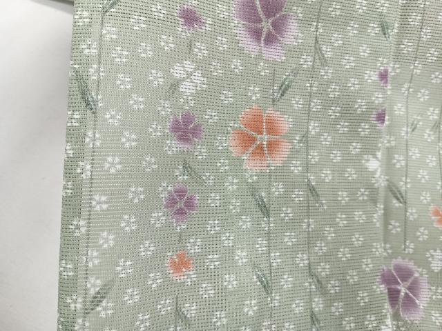 平和屋着物*夏物 小紋 絽 枝垂れ花文 洗える着物 CABI3738xi
