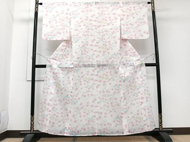 平和屋着物*夏物 小紋 紗 舞蝶楓文 CABI3756xi