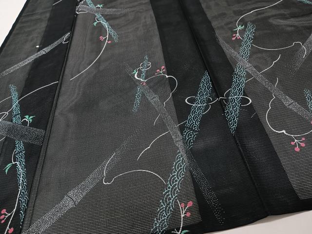 平和屋着物*夏物 小紋 絽 花唐草竹文 洗える着物 CABI3757xi
