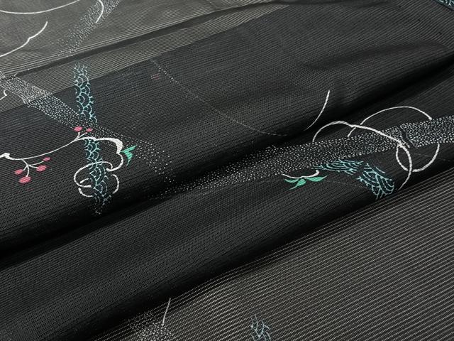 平和屋着物*夏物 小紋 絽 花唐草竹文 洗える着物 CABI3757xi