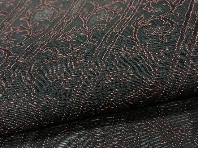 平和屋着物*夏物 小紋 絽 花唐草文 黒地 正絹 逸品 CABI3761xi