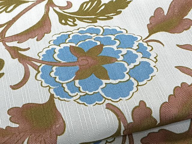 平和屋着物*夏物 小紋 紗 間道更紗花唐草文 洗える着物 CABI3763xi