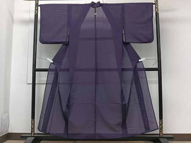 平和屋着物*夏物 色無地 絽 芝地紋 桑の実色 洗える着物 CABI3766xi