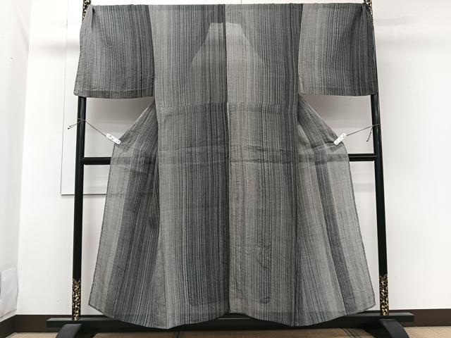 平和屋着物*夏物 男性 本場小千谷縮 縞 キングサイズ 麻 逸品 CABI3770xi