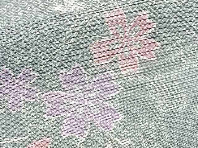 平和屋着物*夏物 小紋 絽 草花文 洗える着物 CABI3775xi