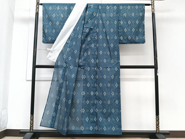 平和屋着物*夏物 小紋 絽 菱文 洗える着物 未使用 CABI3777xi