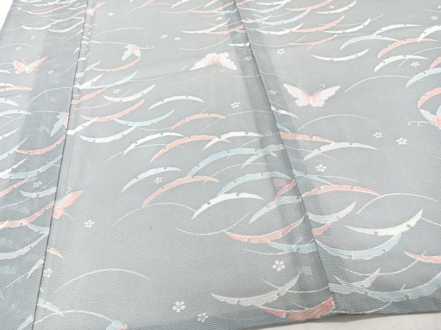 平和屋着物*夏物 小紋 絽 芝舞蝶文 洗える着物 CABI3778xi