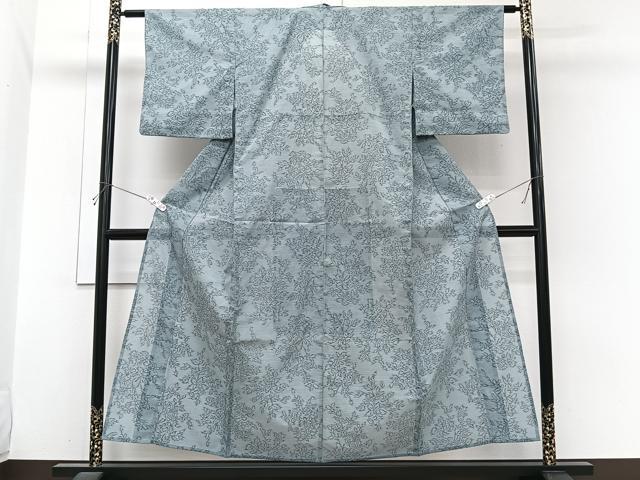 平和屋着物*夏物 小紋 絽 枝葉文 洗える着物 CABI3781xi