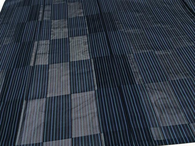 平和屋着物*夏物 小紋 市松紋紗 縞 正絹 逸品 CABI3783xi