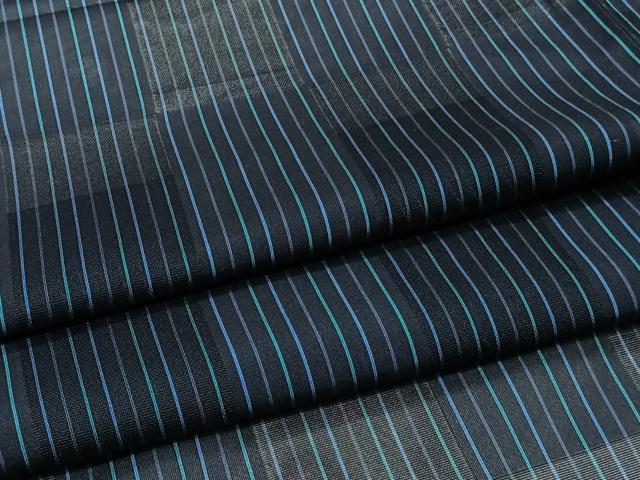 平和屋着物*夏物 小紋 市松紋紗 縞 正絹 逸品 CABI3783xi
