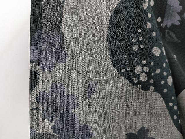 平和屋着物*夏物 撫松庵 小紋・浴衣兼用 セオアルファ 富士山 立波花文 黒地 洗える着物 CABI3784xi