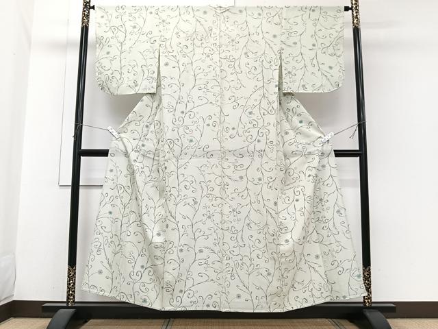 平和屋着物*夏物 小紋 絽 花唐草文 正絹 逸品 CABI3787xi