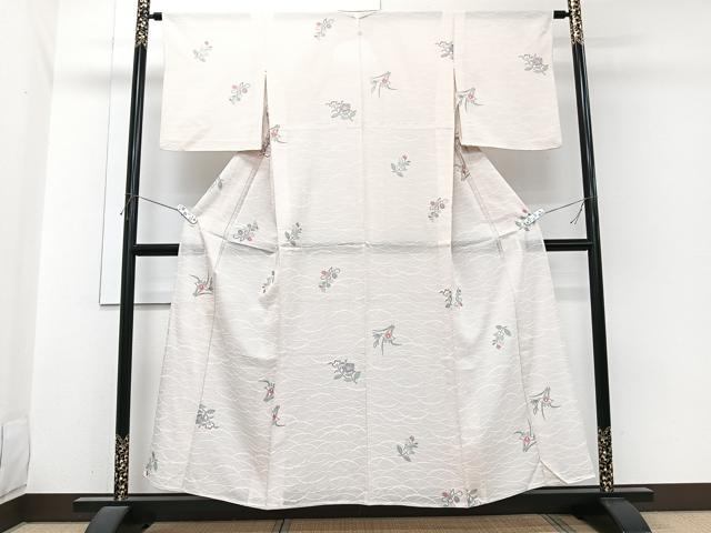 平和屋着物*夏物 小紋 絽 草花文 銀彩 正絹 逸品 CABI3788xi