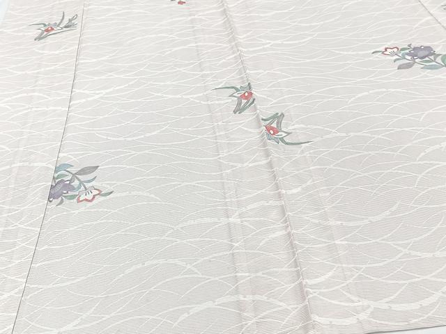 平和屋着物*夏物 小紋 絽 草花文 銀彩 正絹 逸品 CABI3788xi