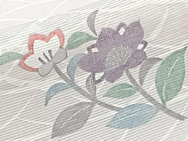 平和屋着物*夏物 小紋 絽 草花文 銀彩 正絹 逸品 CABI3788xi
