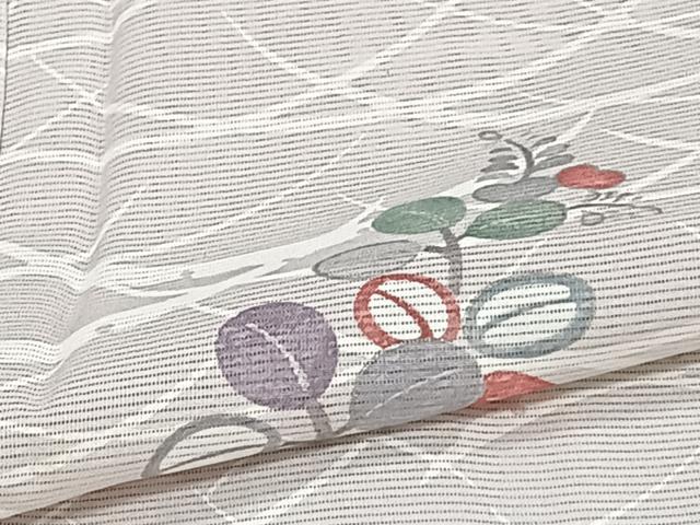 平和屋着物*夏物 小紋 絽 草花文 銀彩 正絹 逸品 CABI3788xi