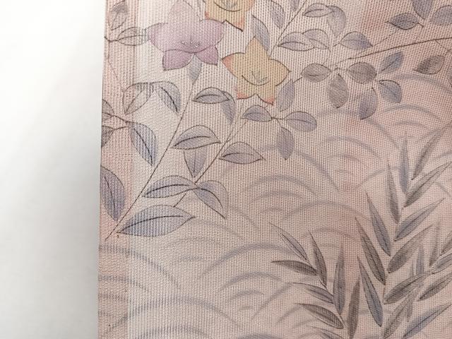 平和屋着物*夏物 訪問着 紗 手描き 枝花青海波文 暈し染め 正絹 逸品 CABI3794xi