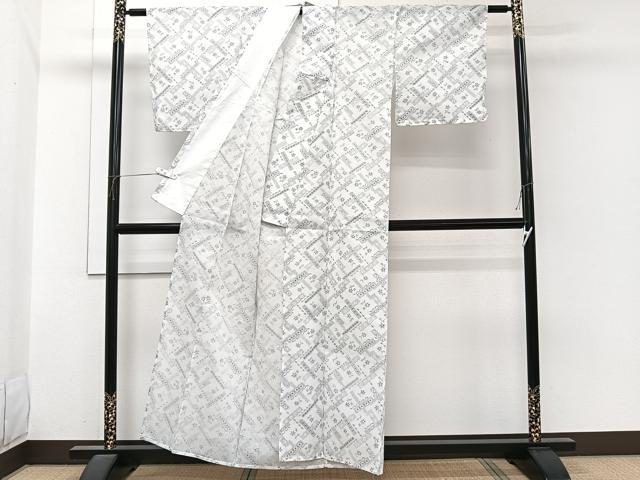 平和屋着物*夏物 小紋 紗 幾何学草花文 未使用 CABI3795xi