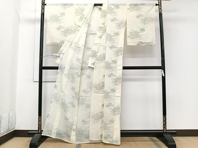 平和屋着物*夏物 小紋 紗 草花文 洗える着物 CABI3797xi