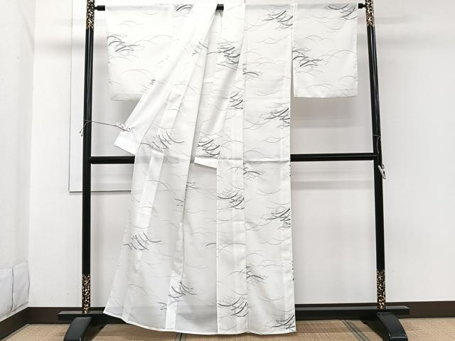 平和屋着物*夏物 小紋 絽 雲取り芝文 洗える着物 CABI3803xi