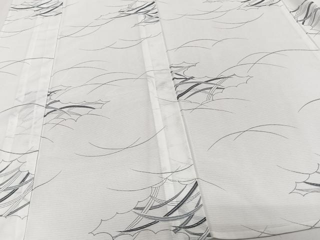 平和屋着物*夏物 小紋 絽 雲取り芝文 洗える着物 CABI3803xi