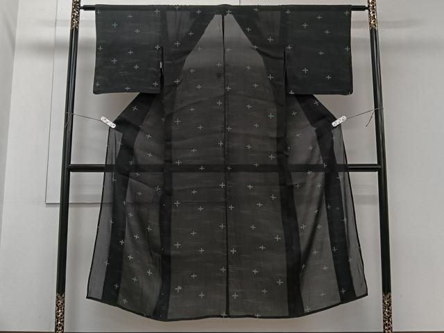 平和屋着物*夏物 小紋 紗 抽象文 黒地 正絹 逸品 CABI3806xi