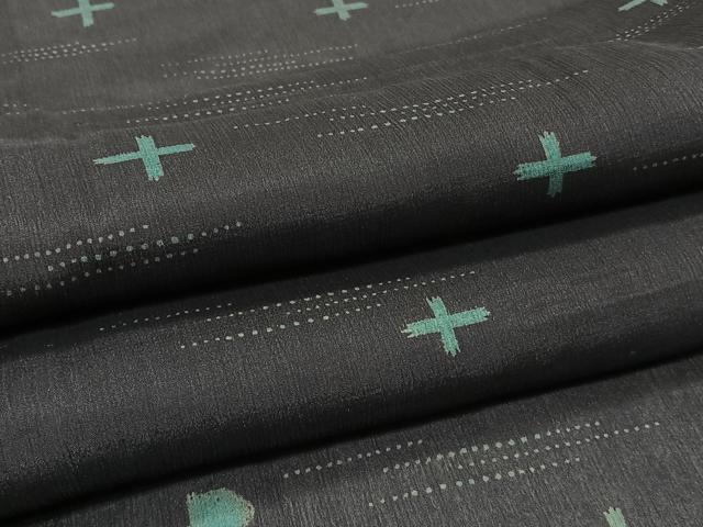 平和屋着物*夏物 小紋 紗 抽象文 黒地 正絹 逸品 CABI3806xi