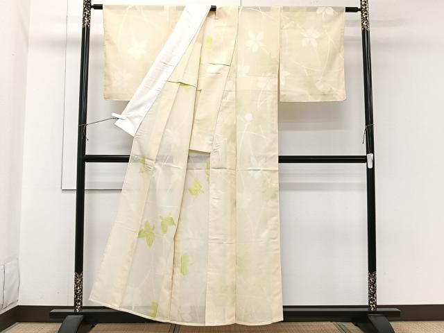 平和屋着物*夏物 小紋 紗 枝花文 正絹 逸品 CABI3813xi