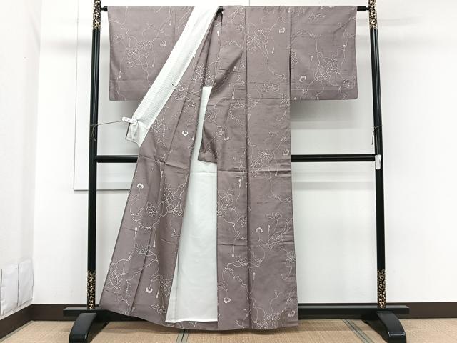 平和屋着物*夏物 石川県指定無形文化財 夏牛首紬 白山工房 手織り ろうけつ染め 蔦の葉文 正絹 逸品 CABI3814xi