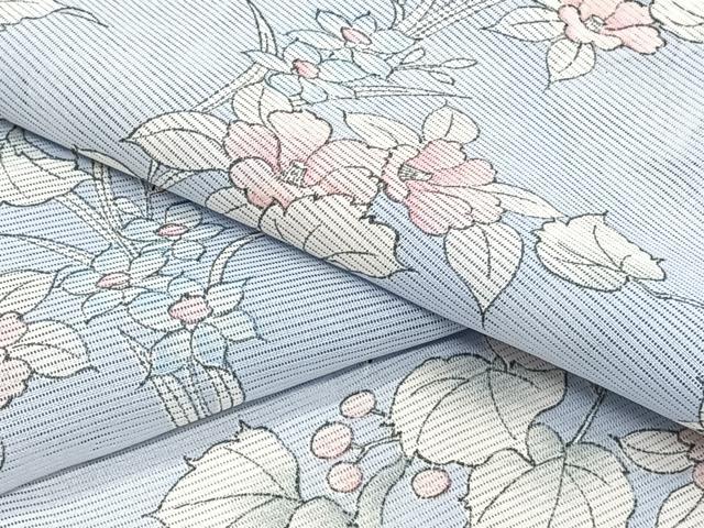 平和屋着物*夏物 小紋 絽 草花文 洗える着物 CABI3822xi