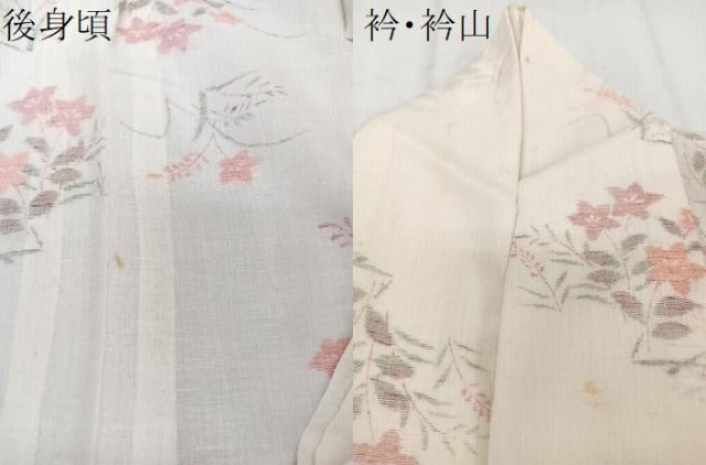 平和屋着物*夏物 小紋 紗 草花文 洗える着物 CABI3832xi