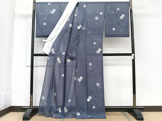平和屋着物*夏物 小紋 絽 雪輪鹿の子文 三越扱い 正絹 逸品 CABI3841xi