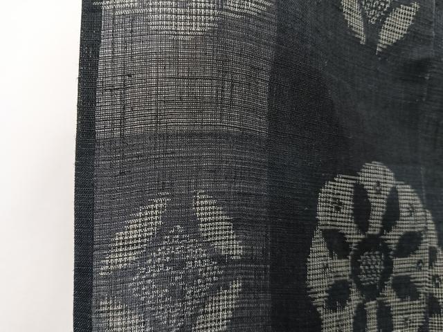 平和屋着物*夏物 重要無形文化財 本場宮古上布 花菱文 黒地 苧麻 逸品 CABI3843xi