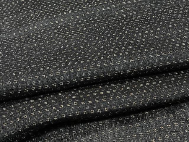 平和屋着物*夏物 男性 上布 亀甲文様 黒地 麻 逸品 CABI3846xi