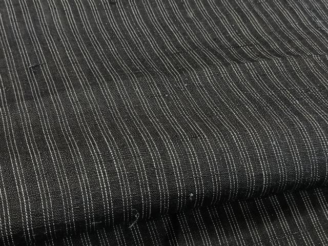 平和屋着物*夏物 男性 上布 縞 黒地 麻 逸品 CABI3850xi
