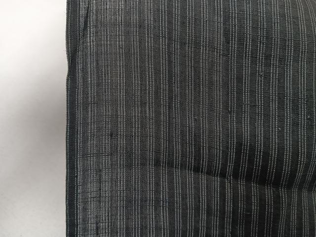 平和屋着物*夏物 男性 上布 縞 黒地 麻 逸品 CABI3850xi