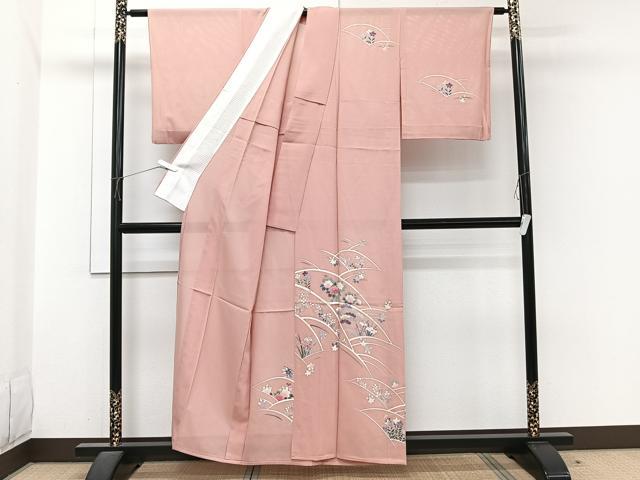 平和屋着物*夏物 訪問着 絽 地紙草花文 正絹 逸品 CABI3851xi